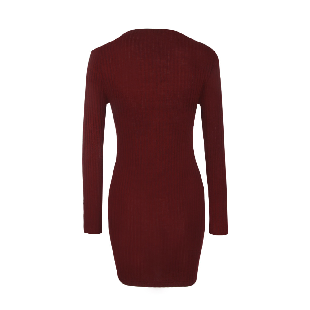 W25038-2 Женский Трикотаж Bodycon Коктейль Вечерний Свитер Мини-Платье